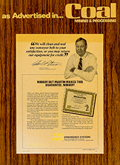 Martin Guarantee ad in Coal Mine & Processing Magazine from 1983.